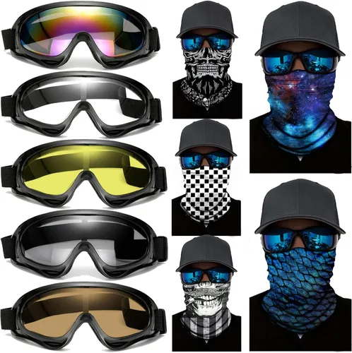 Vista 11 de 10 Packs Motorcycle Accessories, 5PCS Dirt Bike Ski Goggles Dustproof Windproof Safety Glasses and 5PCS Face Masks
