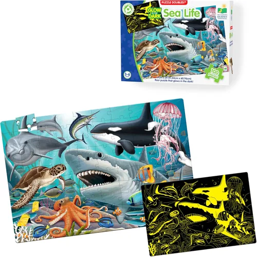 Vista 12 de The Learning Journey Puzzle Doubles que brilla en la oscuridad – Dinos – Rompecabezas preescolar de 100 piezas que brilla en la oscuridad