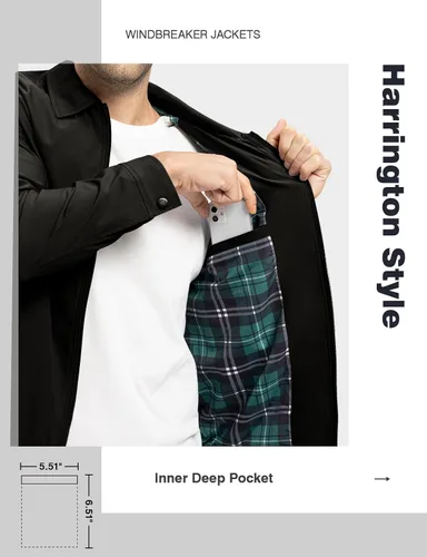 Vista 5 de TBMPOY Chaquetas ligeras para hombre, cortavientos ligeros, con cremallera completa, casual, para trabajo, golf, negocios, otoño, abrigo