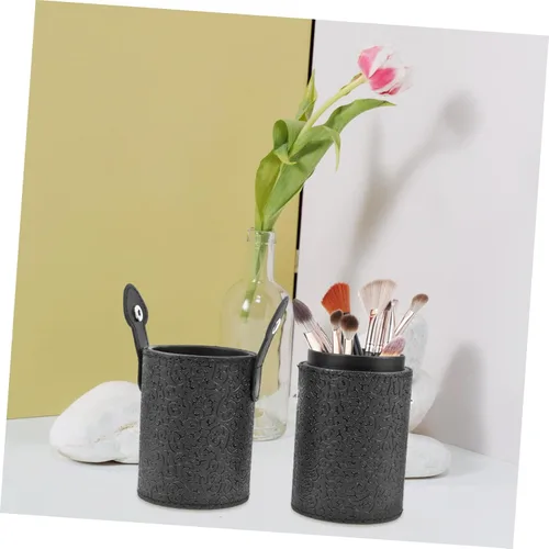 Vista 5 de Makeup Brush Canister Elegant Black Cosmetic Tool Storage Case for Professionals and Travel Space-saving Design Portable and Lightweight Anti-slip