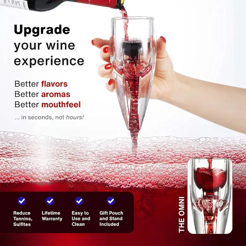 Vista 2 de Vintorio, aireador de vino Omni, decantador de primer nivel, el mejor regalo para los amantes del vino