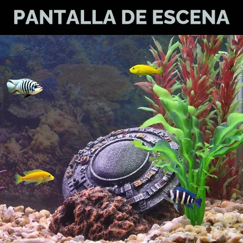 Vista 2 de Decoraciones de acuario-UFO Fish Tank Accesorios para Betta Hide Flying Saucer Creative Medium Fish Tank Decor Reptile Box Landscaping Ornament Ufo-M