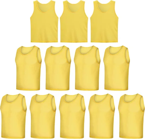 Vista 7 de Paquete de 12 chalecos Scrimmage, camisetas de entrenamiento de equipo/pinnies deportivos/camisetas de práctica/baberos de fútbol con bolsa