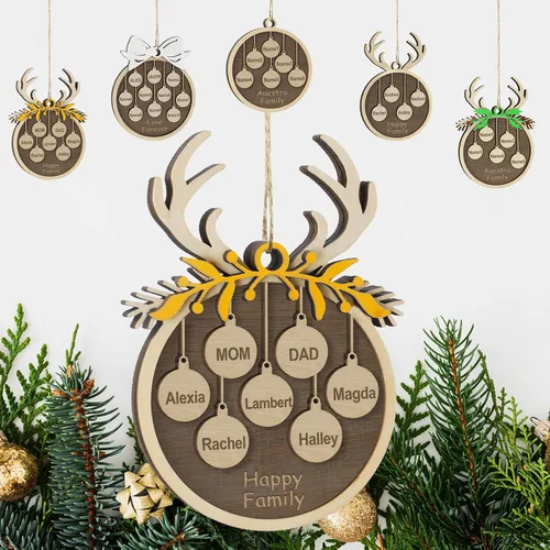 Vista 35 de Adornos de Navidad personalizados familiares de 1, 2, 3, 4, 5, 6, 7, 8, 9, 10, adornos de madera personalizados, decoraciones de Navidad, regalos