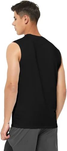 Vista 3 de DEMOZU Camiseta de natación sin mangas para hombre de secado rápido atlética correr gimnasio playa camiseta sin mangas grande y alta