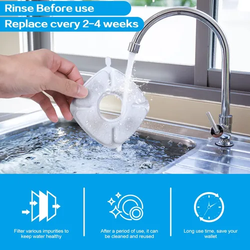 Vista 4 de 32 filtros de repuesto para fuente de gato, paquete de 16 filtros de repuesto para fuente de agua para gatos con 16 esponjas de prefiltro, filtro