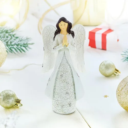 Vista 2 de BestPysanky Sereno ángel rezando en copos de nieve vestido figura