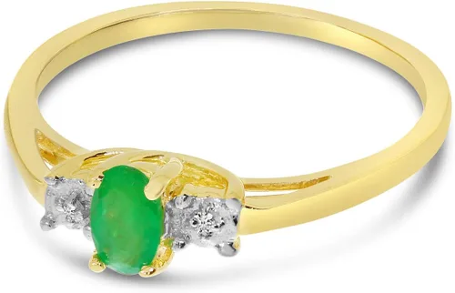 Vista 4 de Direct-Jewelry Anillo de diamantes y esmeralda en oro amarillo de 14 K