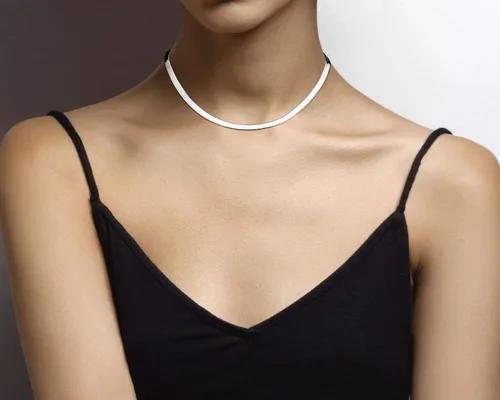 Vista 3 de Miabella 925 Sterling Silver Italian Solid 4.5mm Flexible Flat Herringbone Chain Necklace Women, Made in Italy