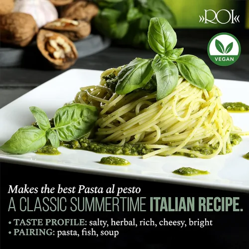 Vista 4 de ROI Pesto Sauce - Pesto vegano - Pesto fresco de albahaca liguriana hecha de albahaca Genovesa DOP y EVOO - Pesto sin gluten - Salsa de albahaca
