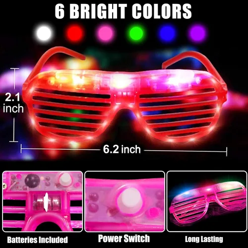 Vista 4 de Paquete de 30 lentes LED que brillan en la oscuridad, suministros de fiesta, lentes de palo brillante, gafas de fiesta para adultos y niños