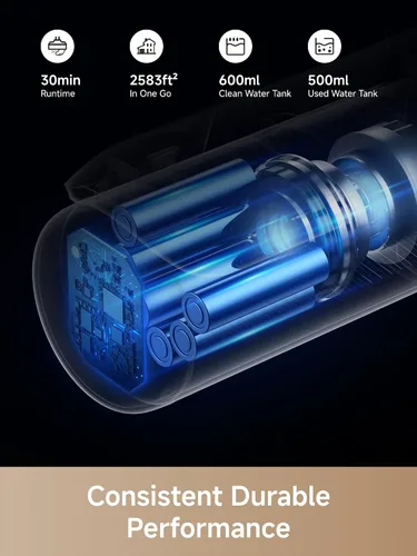 Vista 7 de MOVA K30 SE - Aspiradora en seco y húmedo, trapeador inteligente de alcance plano de 180°, limpieza de doble borde de 0 pulgadas, autolimpieza