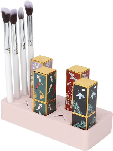 Vista 5 de Organizador de maquillaje – Organizador de lápiz labial de 12 ranuras – Soporte de exhibición de maquillaje cosmético de silicona con diseño