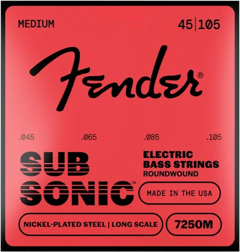 Vista 7 de Fender 7250 Cuerdas para bajos, acero niquelado enrollado redondo, escala larga, 7250-5M .045-.125