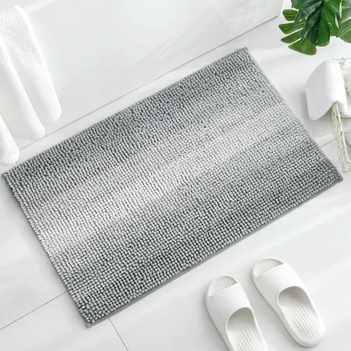 Vista 11 de Gibelle Alfombras de baño negras, alfombra de baño de chenilla de lujo, alfombra pequeña antideslizante para ducha y alfombras de piso para baño