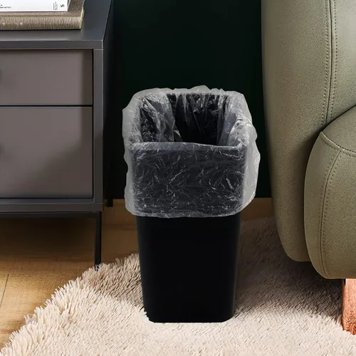 Vista 5 de Paquete de 3 cubos de basura negros de 4.5 galones, contenedor de basura Construcción de plástico resistente, forma rectangular que ahorra