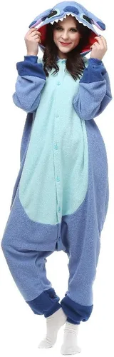 Vista 4 de Disfraces de Halloween unisex para adultos, pijama azul, Azul Patchwork