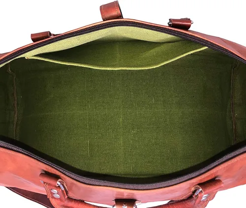 Vista 7 de Bolsa grande de cuero para viaje, 32 pulgadas, de lona, artesanal, para viaje de fin de semana, de noche, gimnasio, deportiva, para hombre y mujer