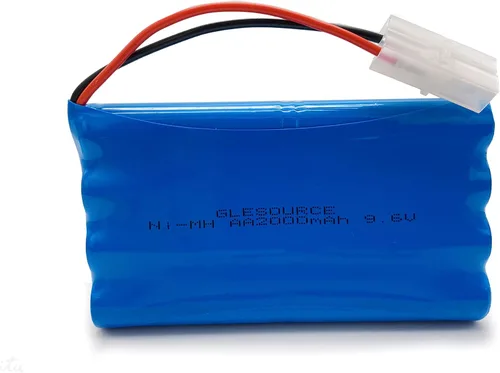Vista 3 de Paquete de 2 baterías NiMH de 9.6 V de 2000 mAh RC con conector Tamiya estándar para automóvil RC, robots con (2 unidades) cable de carga USB