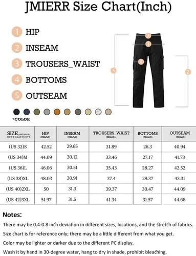 Vista 6 de JMIERR Pantalones cargo para hombre, casuales, de algodón, ajuste relajado, cintura elástica, ligeros, con múltiples bolsillos