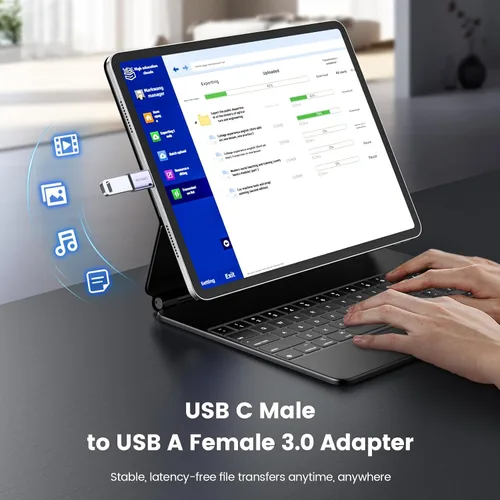 Vista 4 de MOSWAG Paquete de 2 adaptadores USB C a USB hembra, adaptador USB 3.0 a Thunderbolt 3 OTG compatible con iPhone 16 15 Max, MacBook Pro Air, Mac