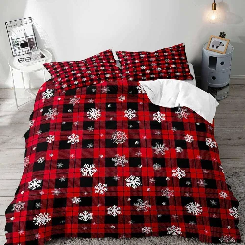 Vista 40 de LUVIVIHOME 2 piezas de funda de edredón de Navidad, juego de ropa de cama individual, ropa de cama rústica de cabaña, colcha de Navidad y Día