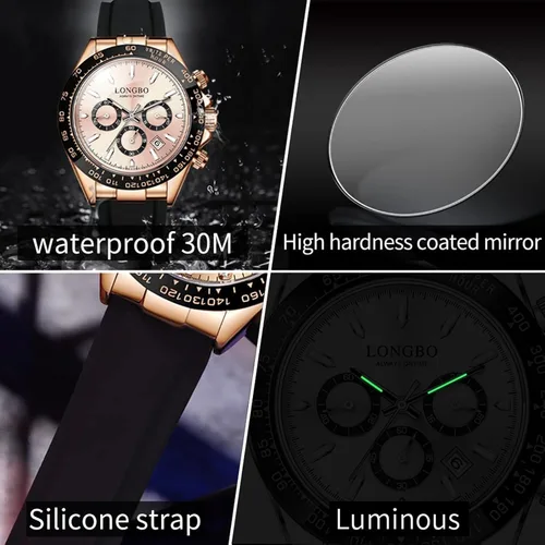Vista 5 de devaco Relojes luminosos del cronógrafo del calendario de los hombres, relojes de moda de los hombres