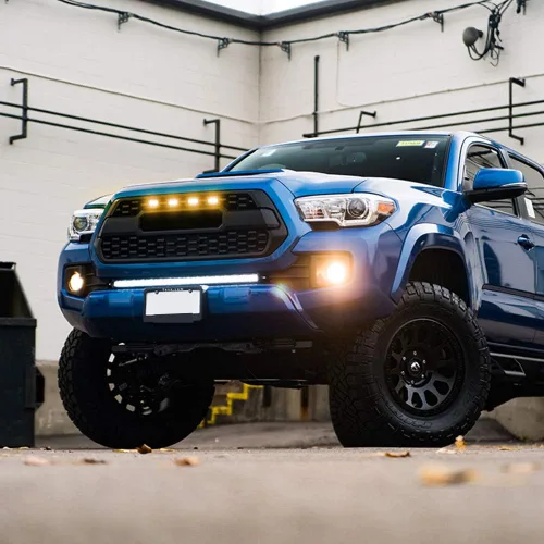 Vista 6 de 4 luces LED ámbar de lente ahumada compatibles con Toyota Tacoma TRD PRO 2016 2017 2018 2019 parrilla