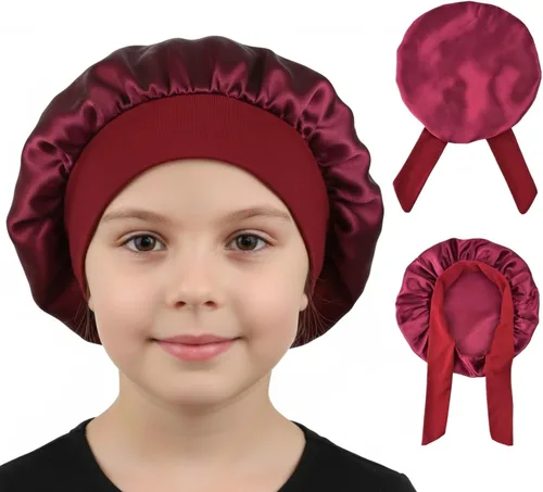 Vista 10 de Gorros de satén para niñas para niñas, gorro de satén para dormir, gorro de noche de seda