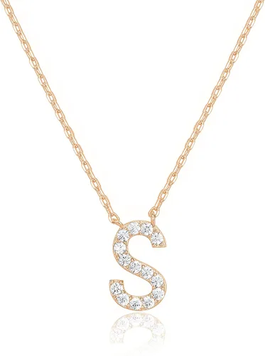 Vista 103 de PAVOI 14K White Gold Plated Cubic Zirconia Initial Necklace Letter Dainty Necklaces for Women