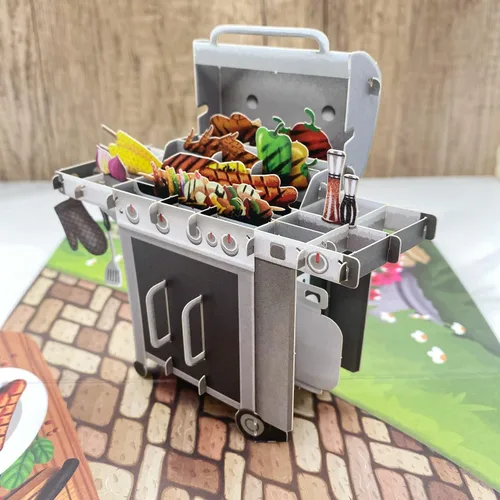 Vista 6 de Liif BBQ Grill - Tarjeta de felicitación 3D para el día del padre, tarjeta de cumpleaños para papá, hombres, marido, hermano, jefe, amistad