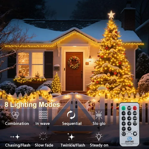 Vista 3 de echosari Guirnalda de 400 Luces LED de Navidad Conectables, Luces de Cadena Extra Largas de 66 Pies para Exteriores Conectables de Extremo a Extremo