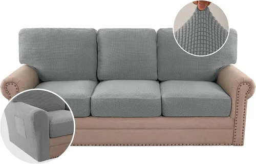 Vista 45 de H.VERSAILTEX Fundas elásticas para sillas de varias piezas, fundas para cojines ajustables para asiento y respaldo