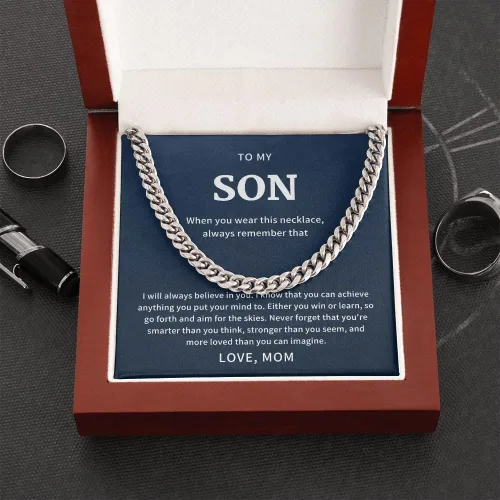 Vista 9 de Collar de hijo de mamá regalo azul plateadocaja estándar, Metal, circonita