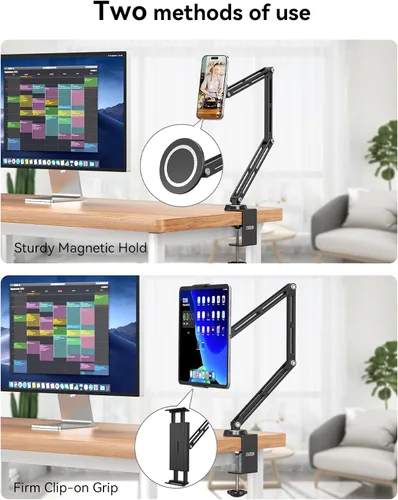 Vista 3 de XAOSUN Soporte para tablet ajustable, soporte magnético de aluminio para iPad, soporte plegable para tableta, rotación de 360°, compatible con iPad