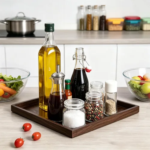 Vista 3 de Bandeja de servir cuadrada de madera para decoración del hogar, bandeja otomana de madera de nogal negro para sala de estar, bandejas de 2-Negro
