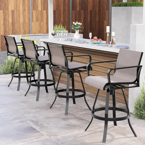 Vista 7 de Pellebant Juego de 2 taburetes de bar giratorios para exteriores, sillas giratorias de 30 pulgadas con tela Sunbrella y marco de aluminio, taburetes