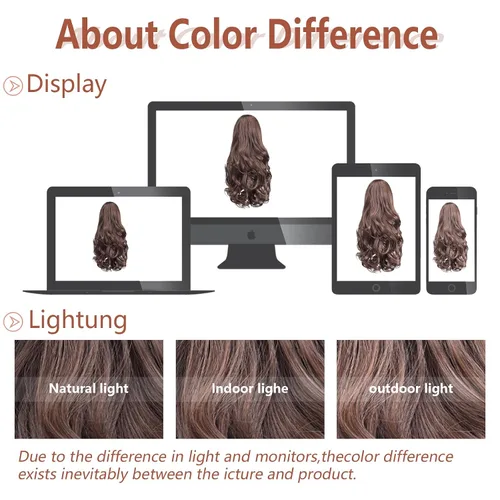 Vista 5 de Extensiones de cabello castaño para mujer, pinza de extensiones de cabello rizado de 12 pulgadas, extensiones de cabello sintético de cola