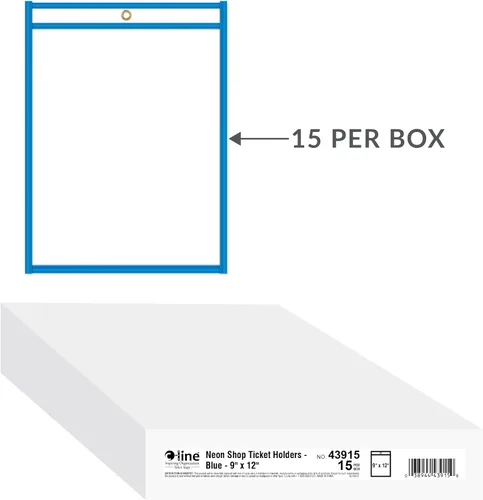 Vista 7 de C-Line sobres estuches para boletos de compra con cosido de neón, 9 x 12 pulgadas, Azul