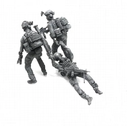Vista 5 de Risjc 1/35 Tema militar Comando de Rescate Camaradas en armas Kit de modelo de resina (3 personas, sin base) sin montar y sin pintar Mini soldado