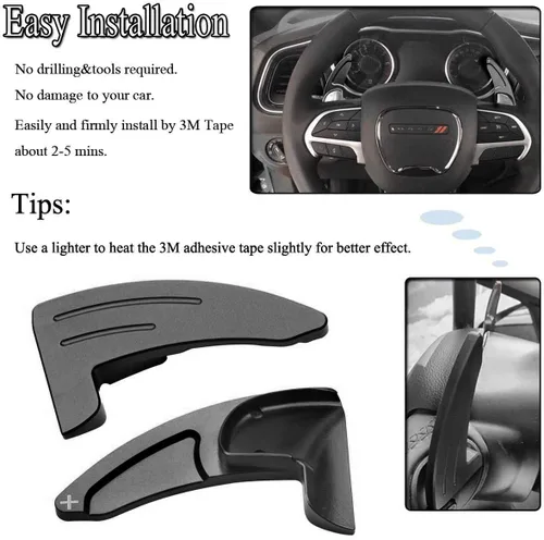 Vista 3 de 2 unidades de accesorios interiores para volante, cubierta de tapicería extendida para Dodge Challenger Charger Durango RT & Scat Pack 2015-2021