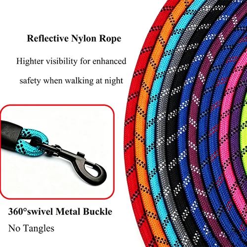 Vista 7 de Love Dream Correa para perro de 5 pies de largo con 2 cómodas asas acolchadas, hilos reflectantes con doble asa para control de seguridad, correa