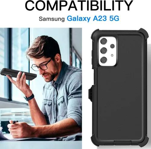 Vista 2 de AICase para Galaxy A23 Funda con Clip para Cinturón(6.6"), Cubierta de Teléfono Resistente Resistente a los Golpes, Protección Duradera de Grado