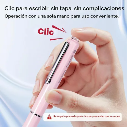 Vista 3 de WRITECH Pluma estilográfica: Cartuchos de tinta negra retráctil Clictek Rosa