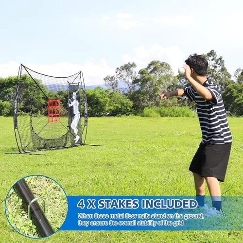Vista 37 de 7'x7' Baseball Softball Practice Net with Strike Zone Target