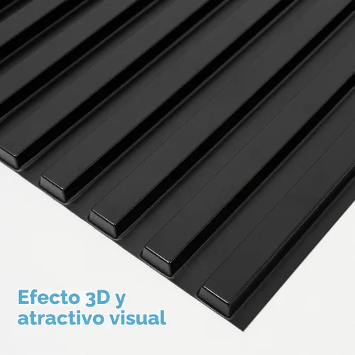 Vista 7 de STICKGOO Panel de pared de listones, paneles de pared 3D para decoración de pared interior, panel texturizado acanalado de PVC, 12 azulejos, 19.7 x
