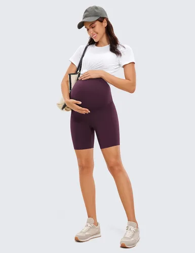 Vista 5 de CRZ YOGA Butterluxe - Pantalones cortos de yoga de maternidad sobre el vientre de 6 pulgadas, pantalones cortos de ciclismo atléticos