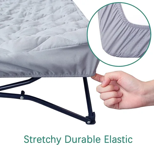 Vista 3 de Sábana para Regalo My Cuna Cama portátil para niños pequeños, cuna de viaje (solo sábana, cama no incluida), funda acolchada suave, gris, 54x28