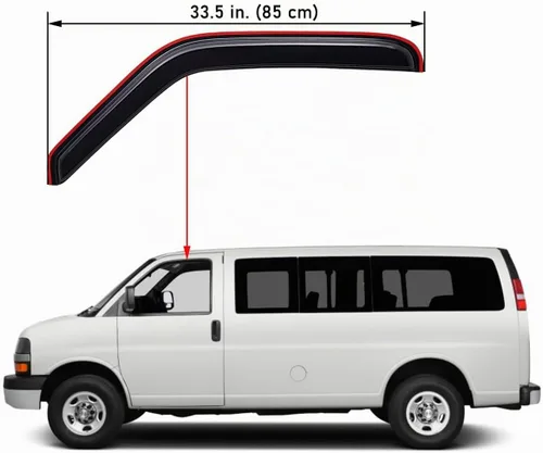 Vista 2 de Lightronic Visera de Ventana de Ventilación en Canal Extra Duradera, Compatible con Chevrolet Express 1996-2025 y GMC Savana 1500, 2500, 3500
