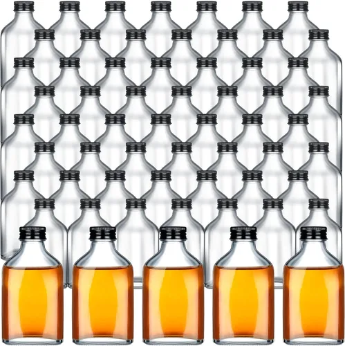Vista 14 de Patelai 1 mini botellas de vidrio a granel con tapas, botellas de licor transparentes, botellas vacías de alcohol, embotellado de bebidas